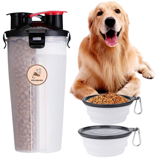 Portabel mat- og drikkeflaske for hund (2-i-1)